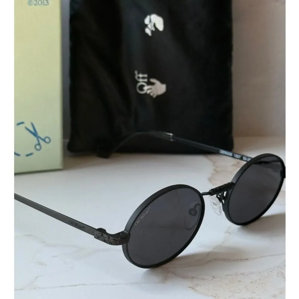 NEW Off White The Cape Black Metal Oval Unisex Sunglasses